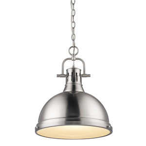 Duncan 1 Light Pendant with Chain in Pewter with a Pewter Shade (3602-L PW-PW) Duncan 1 Light Pendant with Chain in Pewter with a Pewter Shade (3602-L PW-PW)