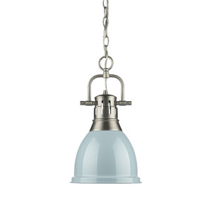 Duncan Small Pendant with Chain in Pewter with a Seafoam Shade (3602-S PW-SF) Duncan Small Pendant with Chain in Pewter with a Seafoam Shade (3602-S PW-SF)