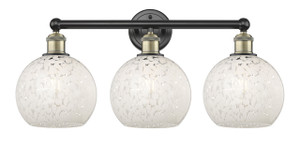 White Mouchette - 3 Light - 26 inch - Black Antique Brass - Bath Vanity Light (616-3W-BAB-G1216-8WM)