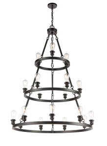 Saloon - 18 Light - 40 inch - Matte Black - Chain Hung - Chandelier (82034-BK)
