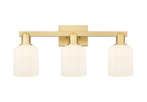 Bridal Veil - 3 Light - 26 inch - Satin Gold - Bath Vanity Light (716-3W-SG-G559-5GWH)