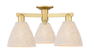 Bristol Natural - 3 Light - 6 inch - Satin Gold - Semi-Flush Mount (716-3F-SG-NBD-75-NAT)