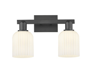 Bridal Veil - 2 Light - 16 inch - Matte Black - Bath Vanity Light (716-2W-BK-G559-5GWH)