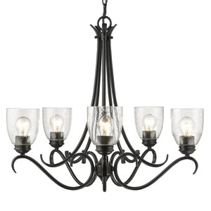 Parrish 5 Light Chandelier In Matte Black With Seeded Glass (8001-5 BLK-SD) Parrish 5 Light Chandelier In Matte Black With Seeded Glass (8001-5 BLK-SD)