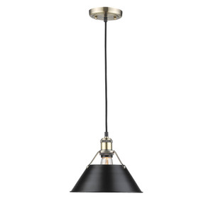 Orwell 10" Wide Medium Pendant in Aged Brass with Matte Black (3306-M AB-BLK)