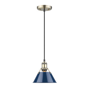 Orwell 7.5" Wide Small Pendant in Aged Brass with Matte Navy (3306-S AB-NVY) Orwell 7.5" Wide Small Pendant in Aged Brass with Matte Navy (3306-S AB-NVY)