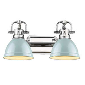 Duncan 2 Light Bath Vanity in Chrome with Seafoam Shades (3602-BA2 CH-SF) Duncan 2 Light Bath Vanity in Chrome with Seafoam Shades (3602-BA2 CH-SF)