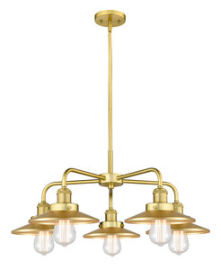 Edison - 5 Light - 27 inch - Satin Gold - Chandelier (916-5CR-SG-M4-SG)
