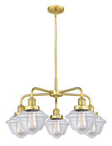 Oxford - 5 Light - 26 inch - Satin Gold - Chandelier (916-5CR-SG-G532)