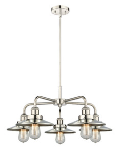 Edison - 5 Light - 27 inch - Polished Nickel - Chandelier (916-5CR-PN-M1-PN)