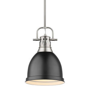 Duncan Small Pendant with Rod in Pewter with a Matte Black Shade (3604-S PW-BLK) Duncan Small Pendant with Rod in Pewter with a Matte Black Shade (3604-S PW-BLK)