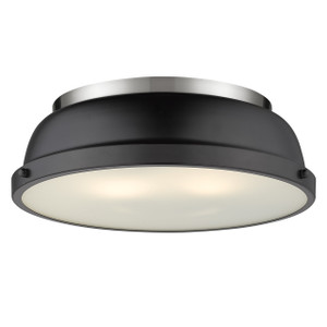 Duncan 14" Flush Mount in Pewter with a Matte Black Shade (3602-14 PW-BLK)