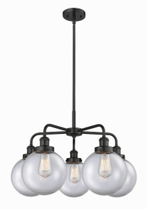 Whitney - 5 Light - 27 inch - Matte Black - Chandelier (916-5CR-BK-G202-8)