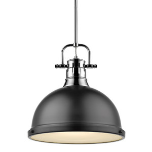 Duncan 1 Light Pendant with Rod in Chrome with a Matte Black Shade (3604-L CH-BLK) Duncan 1 Light Pendant with Rod in Chrome with a Matte Black Shade (3604-L CH-BLK)