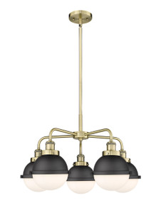 Ballston Urban - 5 Light - 26 inch - Antique Brass - Chandelier (916-5CR-AB-HFS-61-BK)