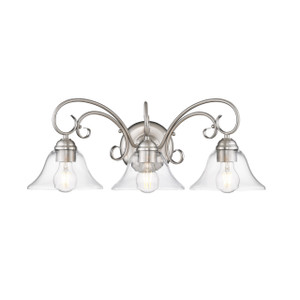 Homestead 3 Light Bath Vanity in Pewter with Clear Glass (8606-BA3 PW-CLR) Homestead 3 Light Bath Vanity in Pewter with Clear Glass (8606-BA3 PW-CLR)