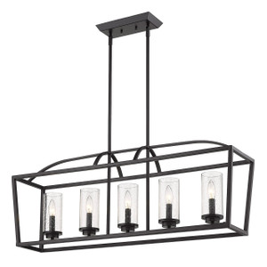 Mercer 5 Light Linear Pendant, Matte Black W/ Seeded Glass (4309-LP BLK-BLK-SD) Mercer 5 Light Linear Pendant, Matte Black W/ Seeded Glass (4309-LP BLK-BLK-SD)