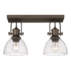 Hines 2-Light Semi-Flush in Rubbed Bronze with Seeded Glass (3118-2SF RBZ-SD)