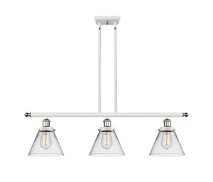 Cone - 3 Light - 36 inch - White Polished Chrome - Stem Hung - Island Light (916-3I-WPC-G42-LED)