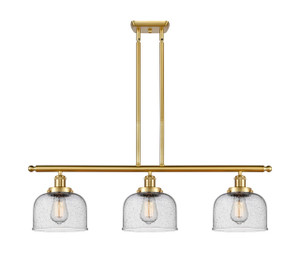 Bell - 3 Light - 36 inch - Satin Gold - Stem Hung - Island Light (916-3I-SG-G74)
