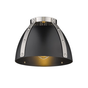 Aldrich 1 Light Flush Mount In Pewter With Matte Black Shade(s) (6928-FM PW-BLK)