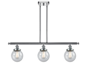 Beacon - 3 Light - 36 inch - Polished Chrome - Stem Hung - Island Light (916-3I-PC-G204-6-LED)