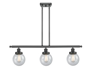 Beacon - 3 Light - 36 inch - Matte Black - Stem Hung - Island Light (916-3I-BK-G204-6)