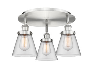Cone - 3 Light - 18 inch - Satin Nickel - Flush Mount (916-3C-SN-G62)