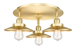 Edison - 3 Light - 20 inch - Satin Gold - Flush Mount (916-3C-SG-M4-SG)