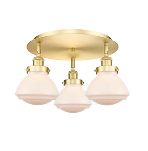 Olean - 3 Light - 19 inch - Satin Gold - Flush Mount (916-3C-SG-G321)