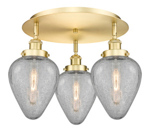 Geneseo - 3 Light - 18 inch - Satin Gold - Flush Mount (916-3C-SG-G165)