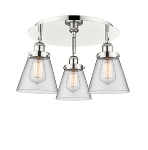 Cone - 3 Light - 18 inch - Polished Nickel - Flush Mount (916-3C-PN-G62)