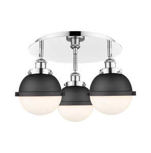 Ballston Urban - 3 Light - 19 inch - Polished Chrome - Flush Mount (916-3C-PC-HFS-61-BK)