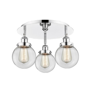 Beacon - 3 Light - 18 inch - Polished Chrome - Flush Mount (916-3C-PC-G202-6)