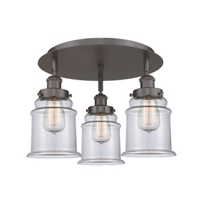 Canton - 3 Light - 18 inch - Oil Rubbed Bronze - Flush Mount (916-3C-OB-G182)