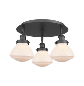 Olean - 3 Light - 19 inch - Matte Black - Flush Mount (916-3C-BK-G321)
