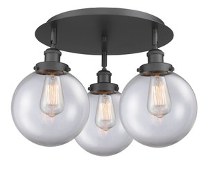 Whitney - 3 Light - 20 inch - Matte Black - Flush Mount (916-3C-BK-G202-8)