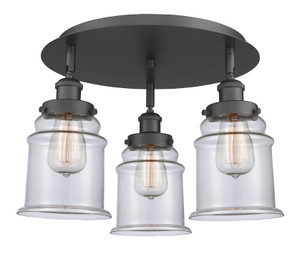 Canton - 3 Light - 18 inch - Matte Black - Flush Mount (916-3C-BK-G182)