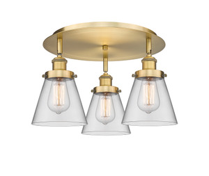 Cone - 3 Light - 18 inch - Brushed Brass - Flush Mount (916-3C-BB-G62)