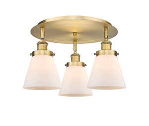 Cone - 3 Light - 18 inch - Brushed Brass - Flush Mount (916-3C-BB-G61)