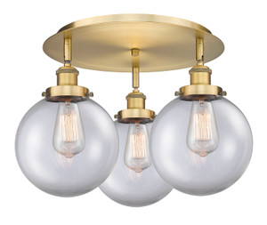 Whitney - 3 Light - 20 inch - Brushed Brass - Flush Mount (916-3C-BB-G202-8)
