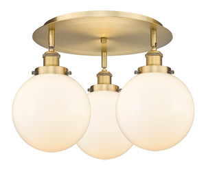 Beacon - 3 Light - 20 inch - Brushed Brass - Flush Mount (916-3C-BB-G201-8)