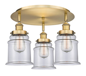 Canton - 3 Light - 18 inch - Brushed Brass - Flush Mount (916-3C-BB-G182)