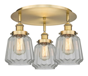 Chatham - 3 Light - 19 inch - Brushed Brass - Flush Mount (916-3C-BB-G142)