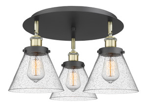 Cone - 3 Light - 20 inch - Black Antique Brass - Flush Mount (916-3C-BAB-G44)