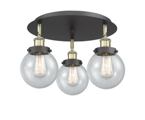 Beacon - 3 Light - 18 inch - Black Antique Brass - Flush Mount (916-3C-BAB-G204-6)