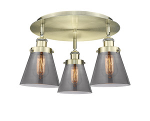 Cone - 3 Light - 18 inch - Antique Brass - Flush Mount (916-3C-AB-G63)