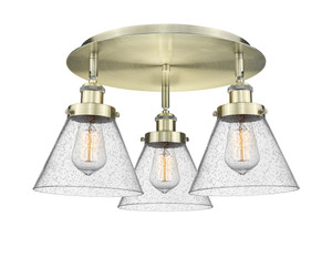 Cone - 3 Light - 20 inch - Antique Brass - Flush Mount (916-3C-AB-G44)