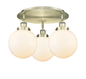 Beacon - 3 Light - 20 inch - Antique Brass - Flush Mount (916-3C-AB-G201-8)