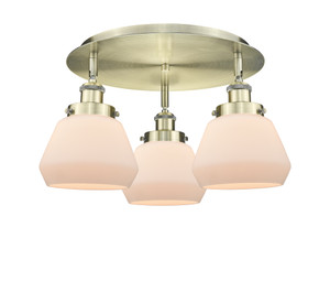 Fulton - 3 Light - 19 inch - Antique Brass - Flush Mount (916-3C-AB-G171)